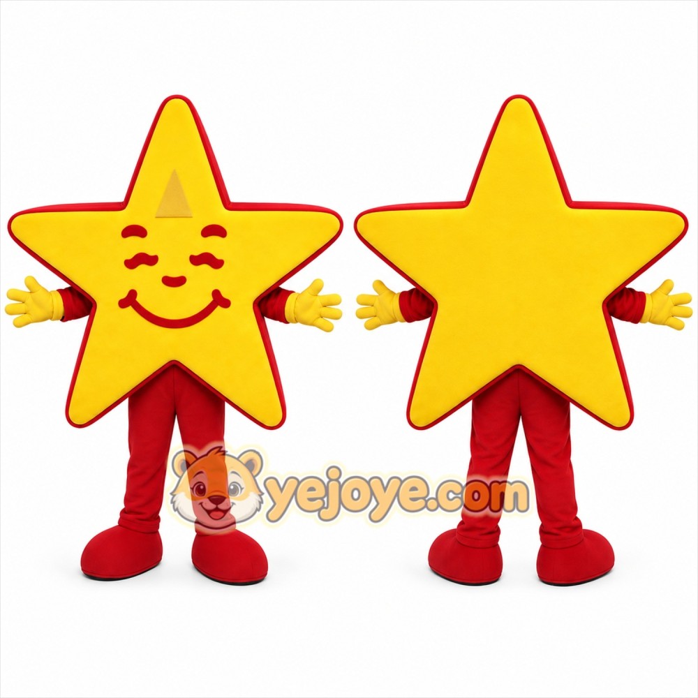 Yellow Star Mascot Costume with Custom Logo Yellow Star Mascot Costume with Custom Logo