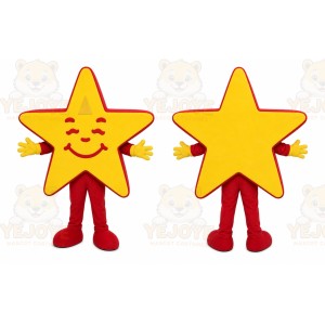 Yellow Star Mascot Costume with Custom Logo