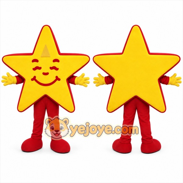 Yellow Star Mascot Costume with Custom Logo