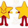 Yellow Star Mascot Costume with Custom Logo