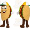 Brown Taco Mascot Costume with Custom Logo
