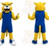 Yellow Cougar Mascot Costume with Custom Logo