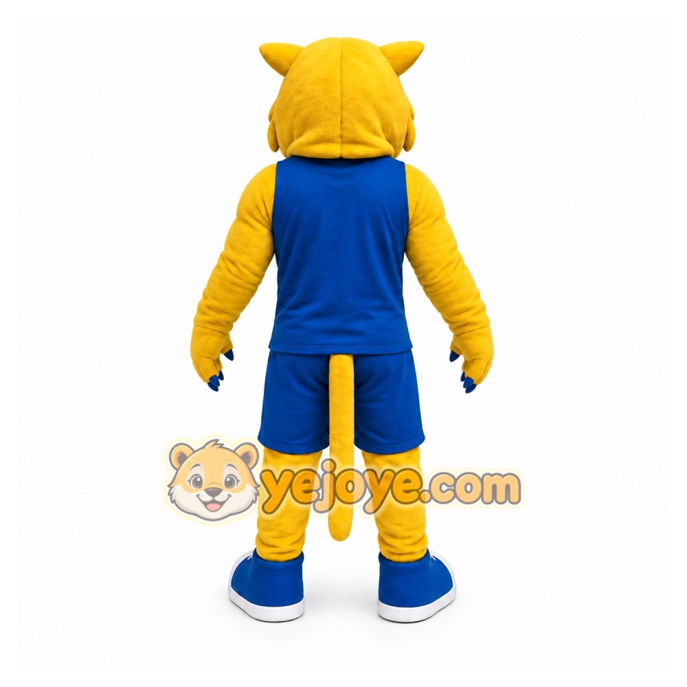 Yellow Cougar Mascot Costume with Custom Logo Yellow Cougar Mascot Costume with Custom Logo