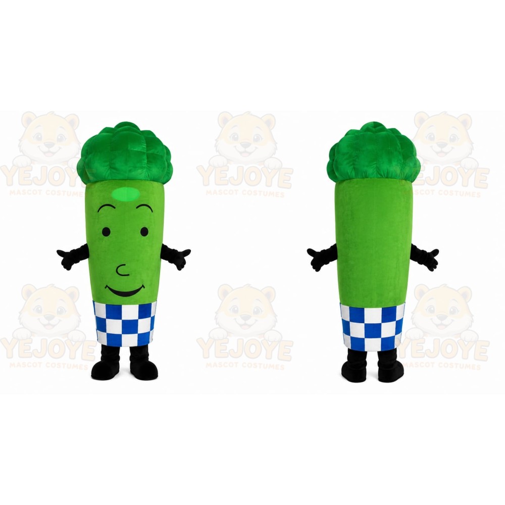 Green Broccoli Mascot Costume with Custom Logo