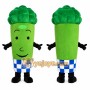 Green Broccoli Mascot Costume with Custom Logo