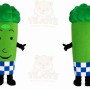 Green Broccoli Mascot Costume with Custom Logo