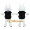 White Alien Mascot Costume with Custom Logo