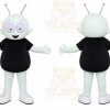 White Alien Mascot Costume with Custom Logo
