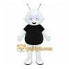 White Alien Mascot Costume with Custom Logo