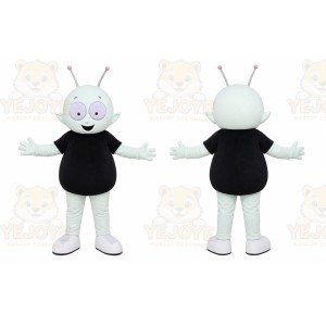 White Alien Mascot Costume with Custom Logo