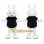 White Alien Mascot Costume with Custom Logo