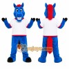 Blue Horse Mascot Costume with Custom Logo