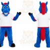 Blue Horse Mascot Costume with Custom Logo