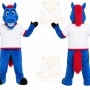 Blue Horse Mascot Costume with Custom Logo