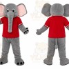 Gray Elephant Mascot Costume with Custom Logo
