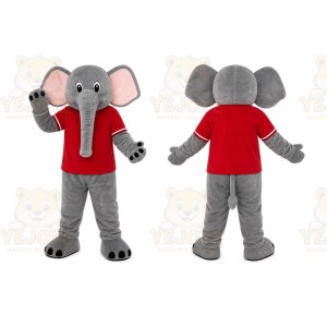 Gray Elephant Mascot Costume with Custom Logo