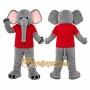Gray Elephant Mascot Costume with Custom Logo