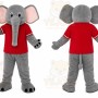 Gray Elephant Mascot Costume with Custom Logo