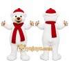 White Bear Mascot Costume with Custom Logo