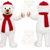 White Bear Mascot Costume with Custom Logo