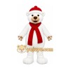 White Bear Mascot Costume with Custom Logo