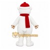 White Bear Mascot Costume with Custom Logo