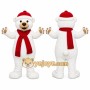 White Bear Mascot Costume with Custom Logo