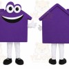 Purple House Mascot Costume with Custom Logo