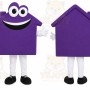 Purple House Mascot Costume with Custom Logo