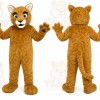 Brown Cougar Mascot Costume with Custom Logo