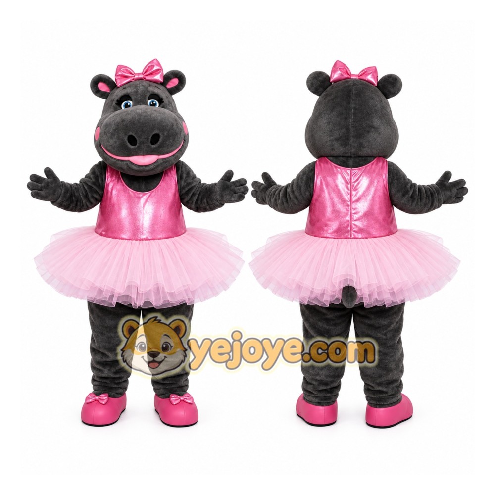Black Hippopotamus Mascot Costume with Custom Logo Black Hippopotamus Mascot Costume with Custom Logo