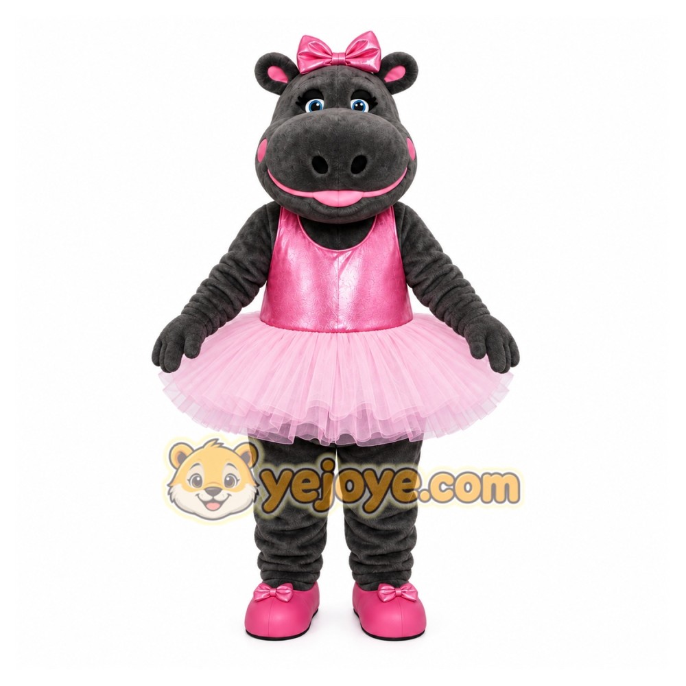 Black Hippopotamus Mascot Costume with Custom Logo Black Hippopotamus Mascot Costume with Custom Logo