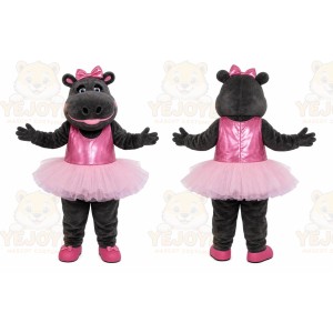 Black Hippopotamus Mascot Costume with Custom Logo