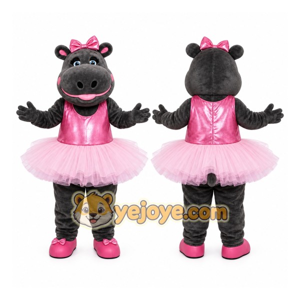 Black Hippopotamus Mascot Costume with Custom Logo