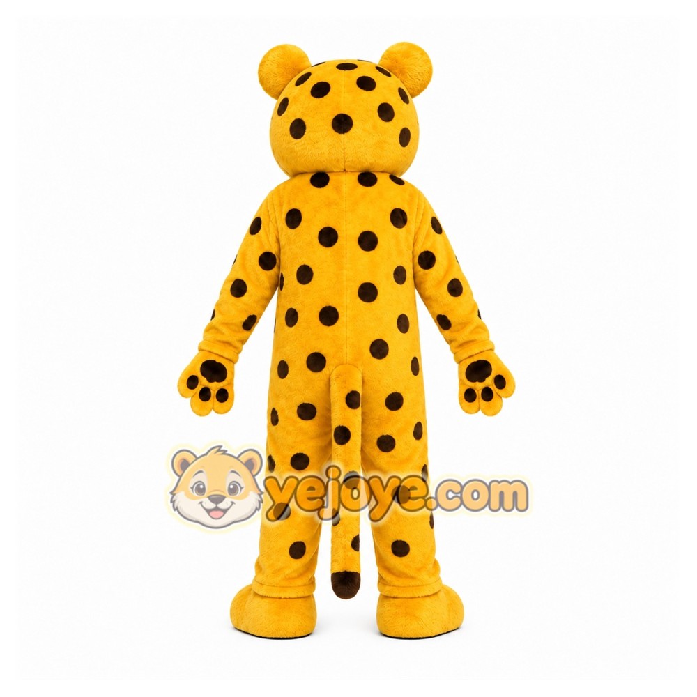 Yellow Cheetah Mascot Costume with Custom Logo Yellow Cheetah Mascot Costume with Custom Logo