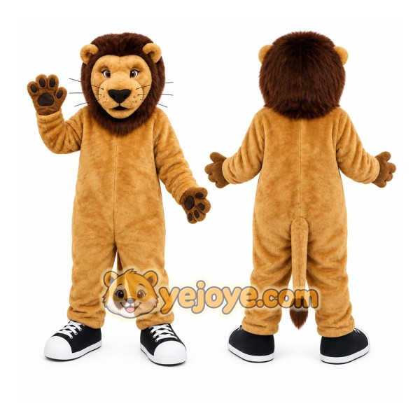 Brown Lion Mascot Costume with Custom Logo