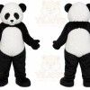 Black Panda Mascot Costume with Custom Logo