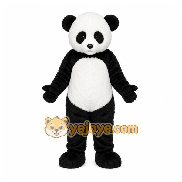 Black Panda Mascot Costume with Custom Logo
