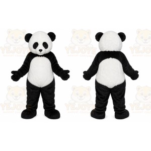 Black Panda Mascot Costume with Custom Logo
