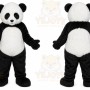 Black Panda Mascot Costume with Custom Logo
