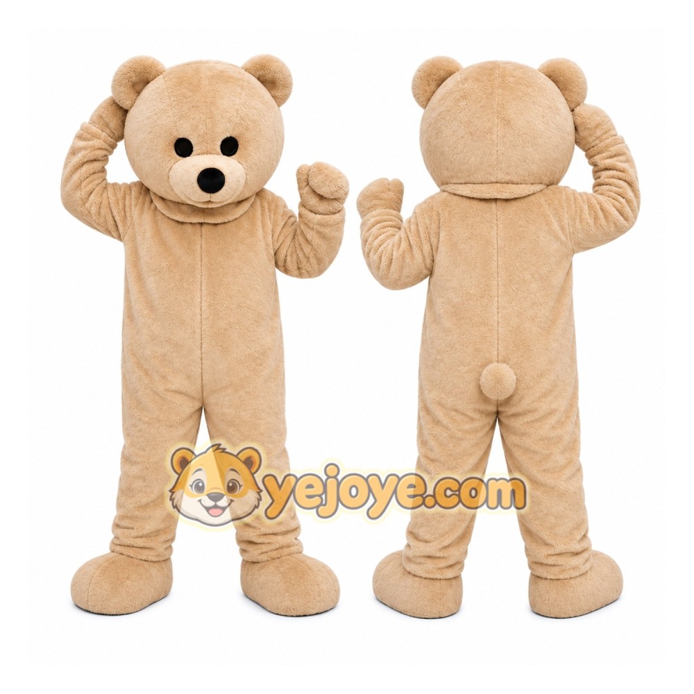 Tan Bear Mascot Costume with Custom Logo Tan Bear Mascot Costume with Custom Logo