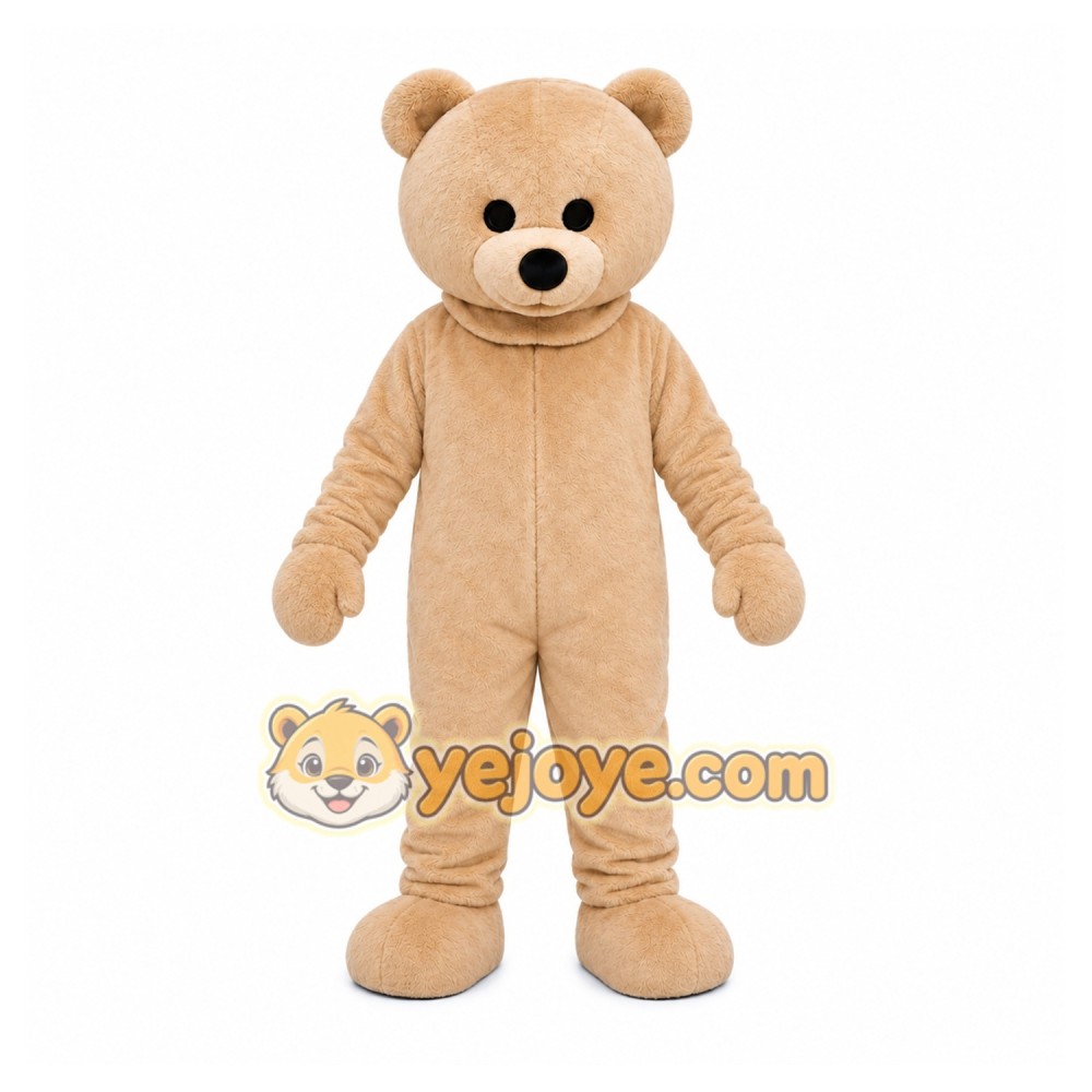 Tan Bear Mascot Costume with Custom Logo Tan Bear Mascot Costume with Custom Logo