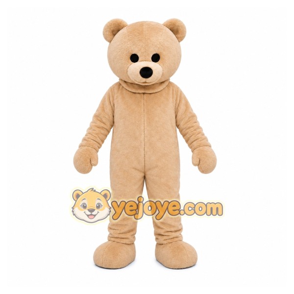 Tan Bear Mascot Costume with Custom Logo