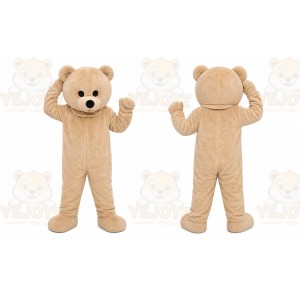Tan Bear Mascot Costume with Custom Logo