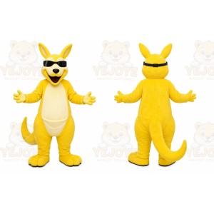 Yellow Kangaroo Mascot Costume with Custom Logo