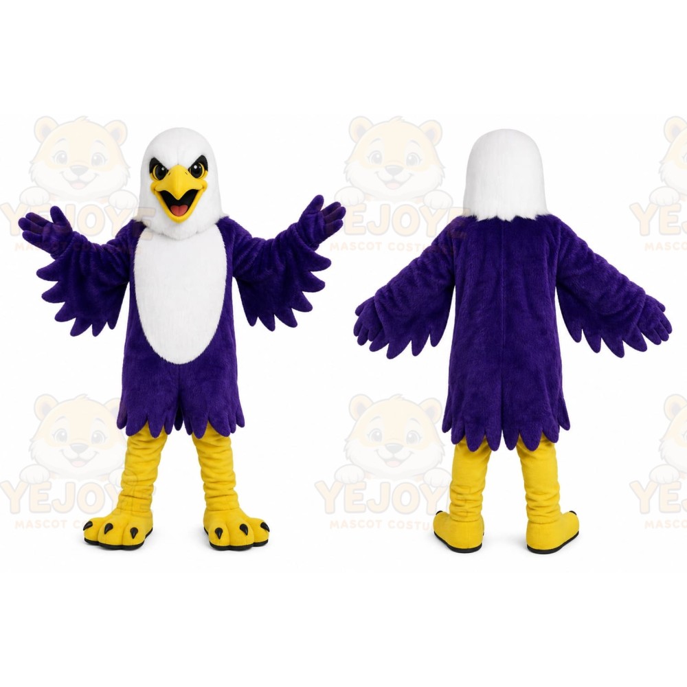 Purple Eagle Mascot Costume with Custom Logo