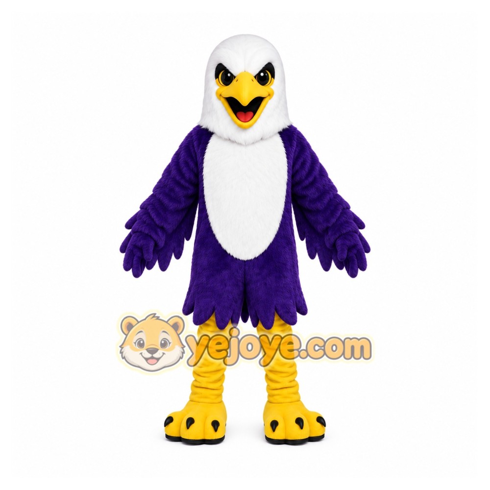 Purple Eagle Mascot Costume with Custom Logo