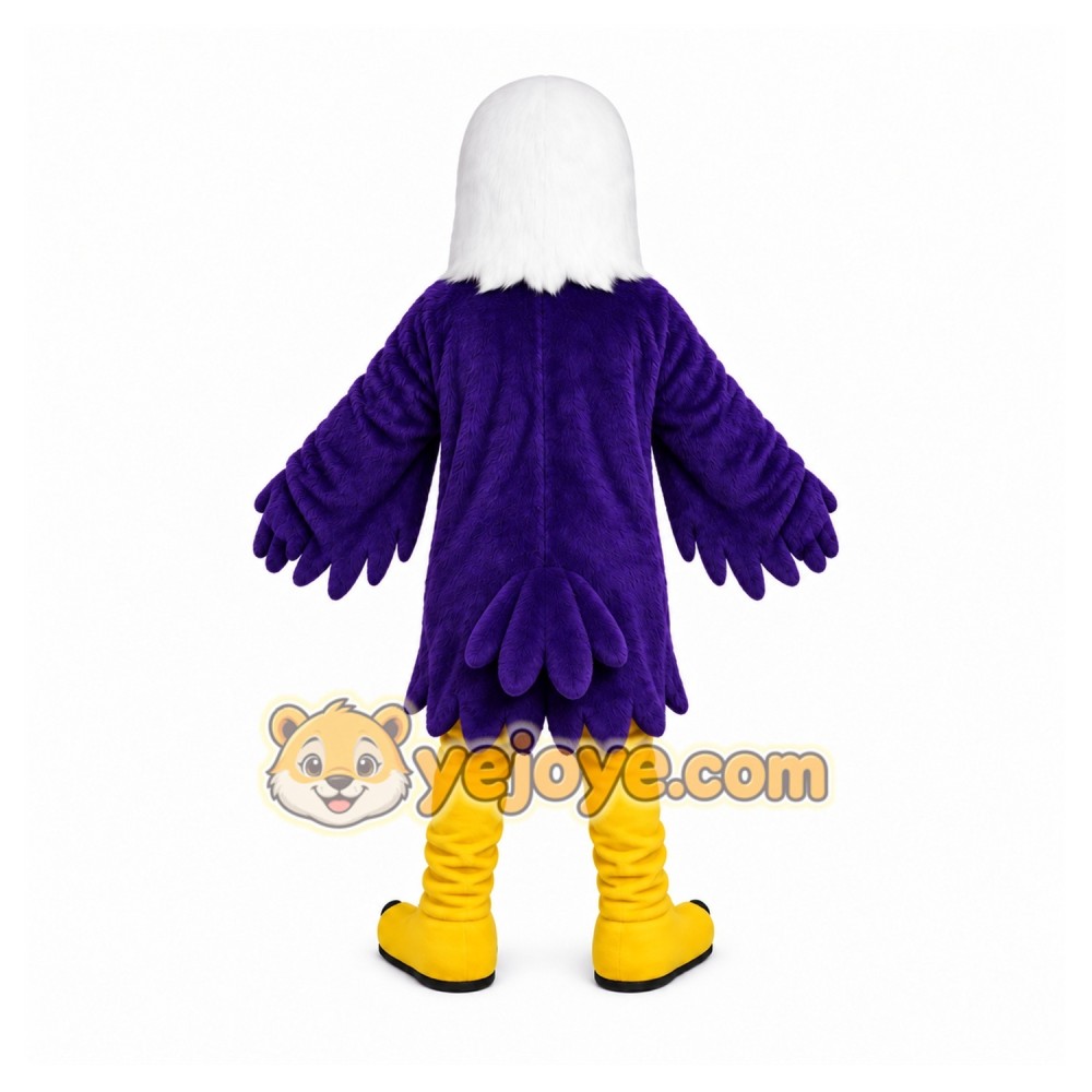 Purple Eagle Mascot Costume with Custom Logo