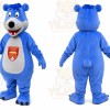 Blue Bear Mascot Costume with Custom Logo