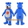 Blue Bear Mascot Costume with Custom Logo